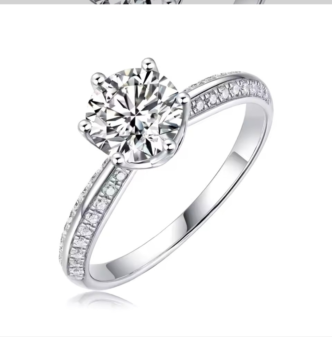 Moissanite Ring 925 Sterling Silver